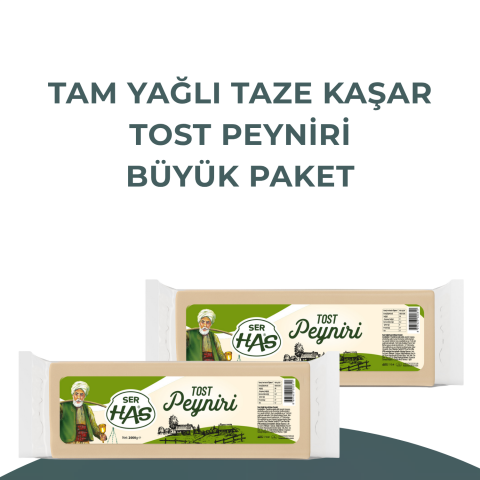 Tam Yağlı Taze Kaşar Tost Peyniri Büyük Paket 2000g x 2 adet
