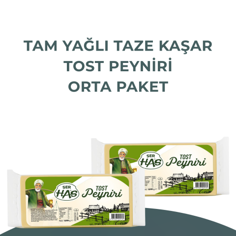 Tam Yağlı Taze Kaşar Tost Peyniri Orta Paket 1000g x 2 adet