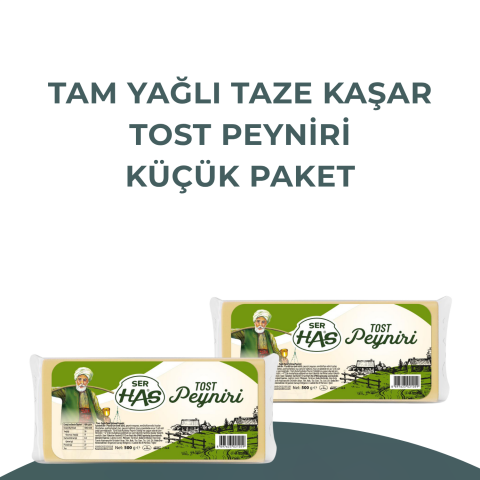 Tam Yağlı Taze Kaşar Tost Peyniri Küçük Paket 500g x 2 adet