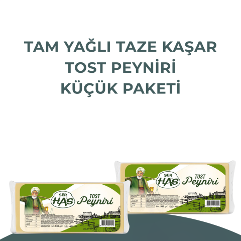 Tam Yağlı Taze Kaşar Tost Peyniri Küçük Paket 500g x 2 adet